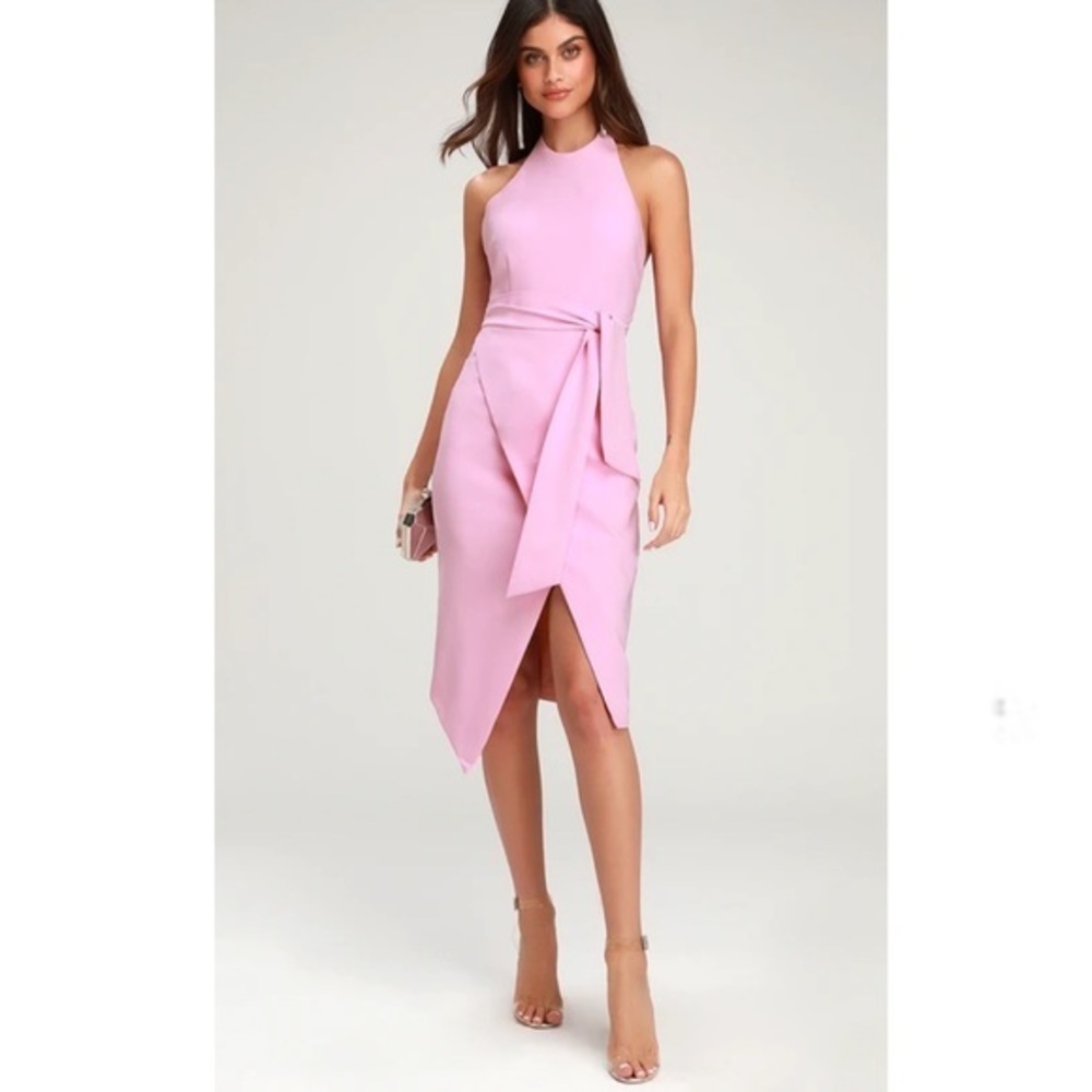 Finders Keepers Mauve Pink Tie Front Essie Halter Dress